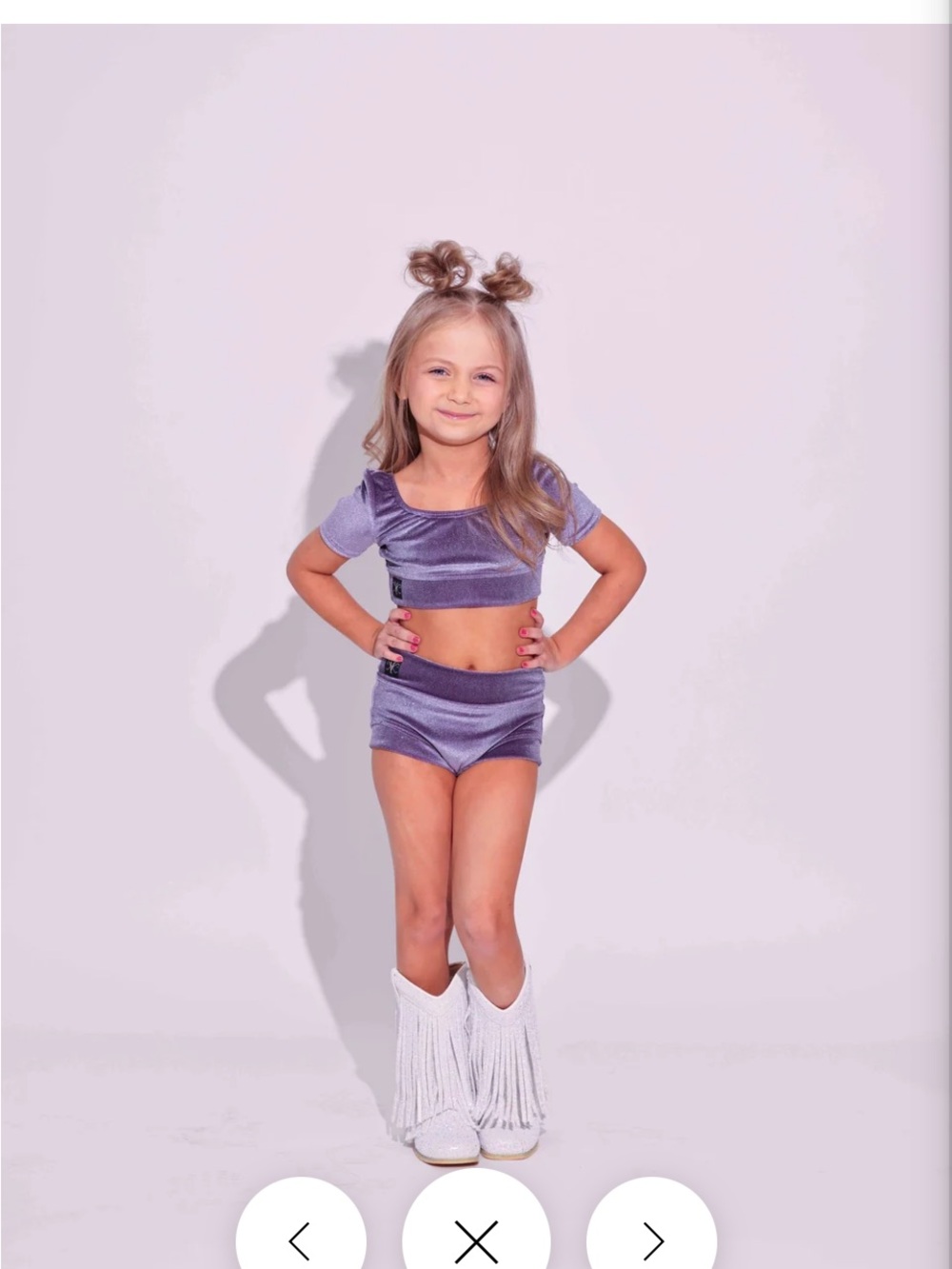 Kandi Koture Girls NWT CL 7/8 Purple Velvet Dance Set - Crop & Shorts (unopened)